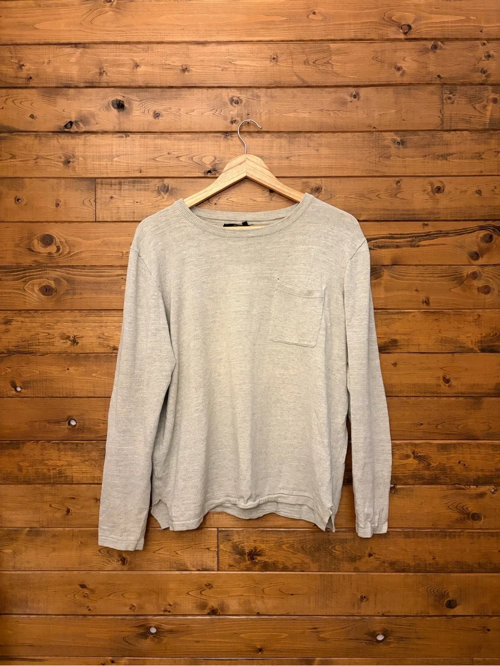 J. Crew Men's Long-Sleeve Pocket Sweatshirt - Light Gray